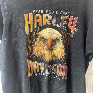 Harley-Davidson Black Tee with Eagle and Flames